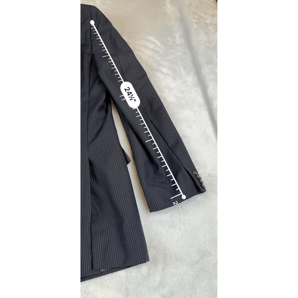 Ermenegildo Zegna Mens 42L Pinstripe Wool Blazer Sport Coat 3510/2FP Navy Blue‎